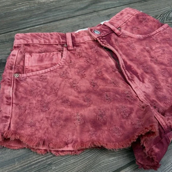Free People Mixed Emotions Hi Lo Shorts High Rise Size 25 Dragonfruit Sorbet NWT - Picture 4 of 12